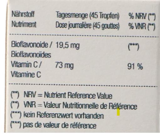Nutritional values and ingredients GSE CitroPlus 800 bio liq (1 Piece, Liquid, 137 g)