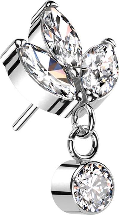 Immagine prodotto Star Piercing Argento senza fili tre cristalli ovali argento ciondolo cristallo argento (Titanio G23, senza ottone)
