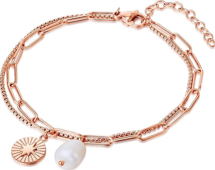 Immagine prodotto Valero Pearls Acciaio inossidabile da donna con perle d'acqua dolce coltivate in oro rosa 17,0 cm di lunghezza (17 cm, Acciaio inossidabile)