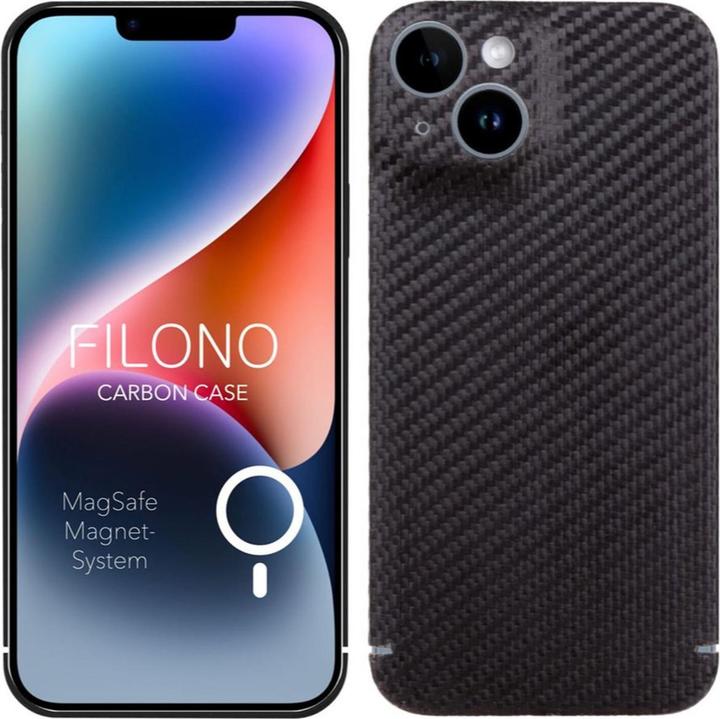 Filono Coque arrière en carbone véritable Compatible MagSafe Carbon black (Apple iPhone 14)