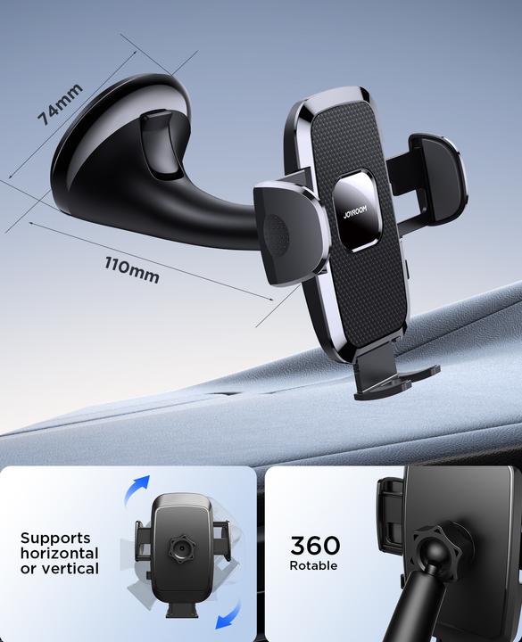 Immagine prodotto Joyroom Supporto per dispositivo mobile a 360° con ventosa per parabrezza e dashboard - Nero