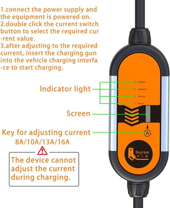 Actual product image Feyree Charging cable charging station type 2 (8 / 10A - 230V) - AM-Electrics / Elektroauto (Type 2, 10 A)
