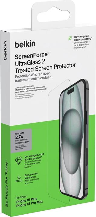 Immagine prodotto Belkin ScreenForce Pro UltraGlass2 ant (1 Pezzo/i, Apple iPhone 15 Plus)