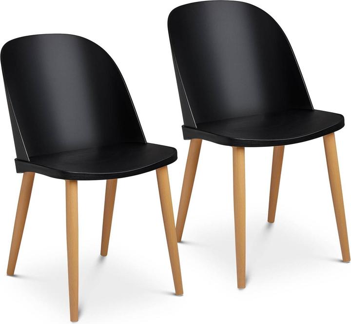 Produktbild Fromm & Starck Stuhl 2er Set schwarz Kunststoff 150kg Metallbeine Holzoptik Designstuhl