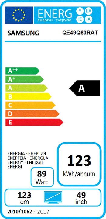 Label énergétique Samsung QE49Q60R (49", QLED, 4K, 2019)