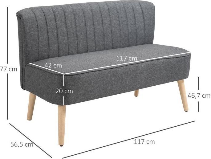 Produktbild Swisshandel24 2-Sitzer Stoffsofa Polstersofa Sitzmöbel Loungesofa Holz Schaumstoff Dunkelgrau 117 x 56,5 x 77 cm (2-Sitzer)