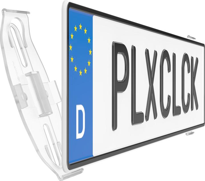 Produktbild Plexiclick Â® rahmenloser Kennzeichenhalter transparent (Front + Heck, Universal)