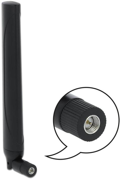 Produktbild Delock 5G/LTE-Antenne SMA, 2,3dBi schwarz, Kippgelenk (Lora, AM / FM, DVB-T, DVB-T2, 5G, GSM, UHF, VHF, 2G, GPS, DAB+)