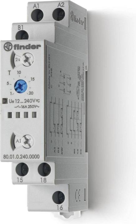 Immagine prodotto Finder Relè a tempo multifunzione 12-240V AC/DC, 1W, 16A 80.01.0.240.0000