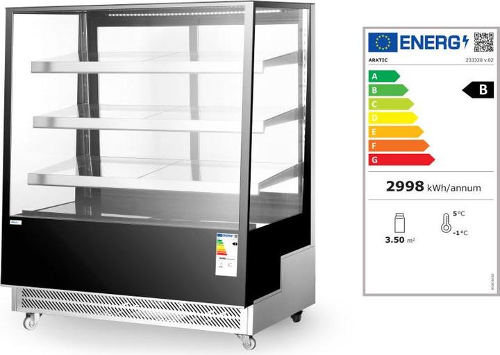 Produktbild Hendi Kühlvitrine - 300L mit 3 geneigten Regalen (300 l)