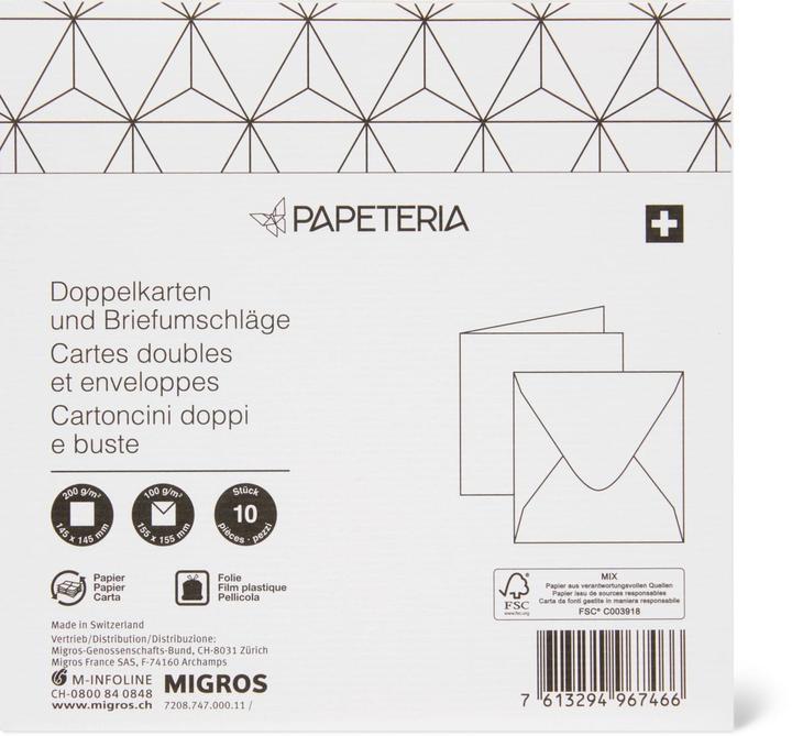 Papeteria Doppelkarten (14.5 x 14.5 cm, 10 x)