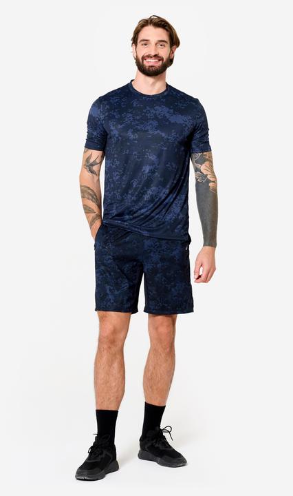 Image du produit Domyos T-shirt de fitness respirant à manches courtes avec col ras du cou pour hommes - Bleu marine (S)