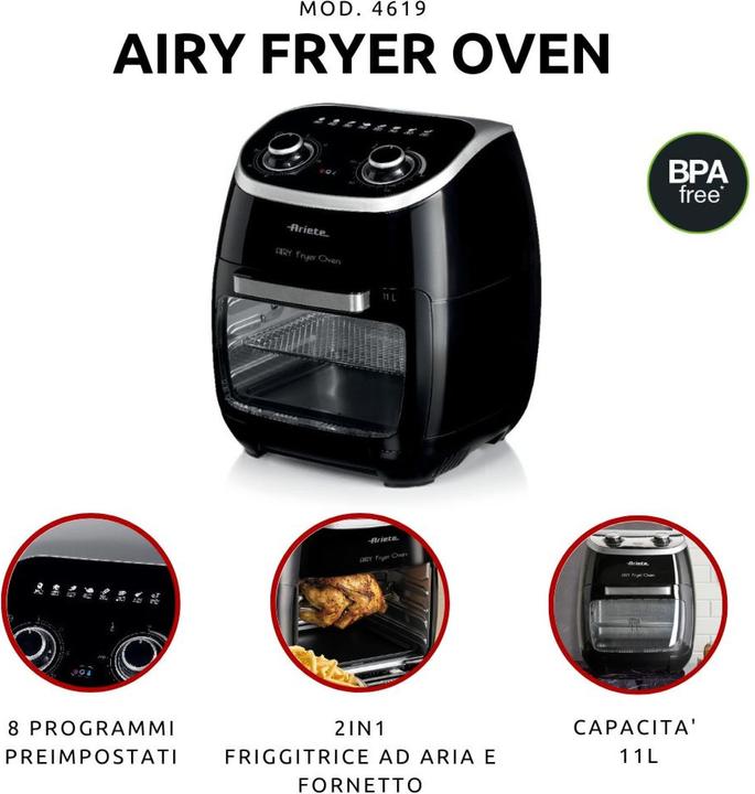 Actual product image Ariete Single stand-alone hot air fryer (CH plug)
