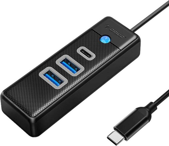 Actual product image Orico Hub USB-C to 2x USB 3.0 + USB-C, 5 Gbps, 0.15m (Black) (USB-C, 3 Ports)