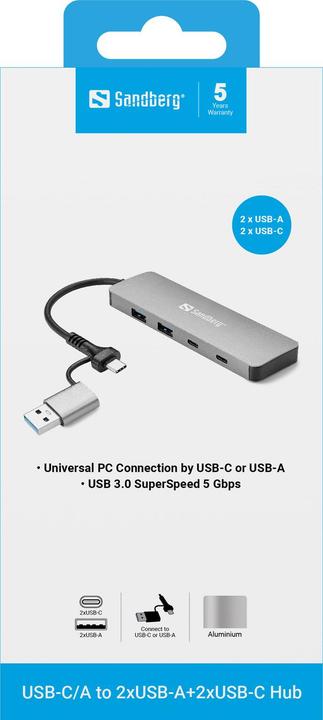 Produktbild Sandberg 136-64 (USB-C, USB-A, 4 Ports)