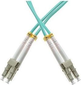 Actual product image Qoltec 54075 Fiber optic cable LC/UPC LSZH OM3 Aqua color (1 m)