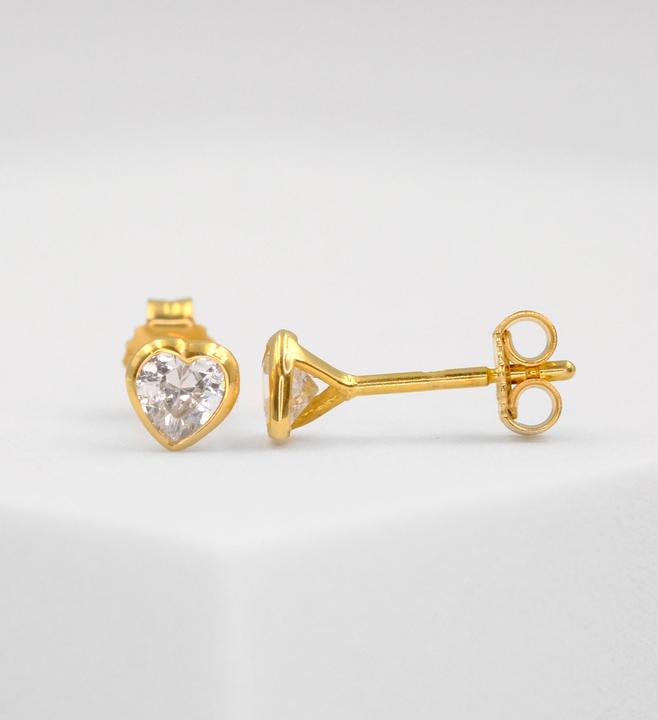 Produktbild Muau Stud earrings heart yellow gold 750 zirconia 4mm (750/18 K Gold)