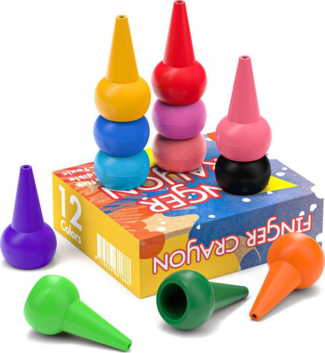 Produktbild Activity Board Wachsmalstifte für Kleinkinder, 12 Farben Stapelbare Wachsmalstifte mit Handgriff, Wachsmalstifte (Mehrfarbig, 12 x)