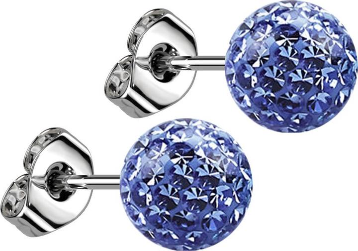 Star Piercing Ohrstecker silber mit Kristall Kugel hellblau Epoxy Schutzschicht (ohne Messing, Chirurgenstahl 316L)