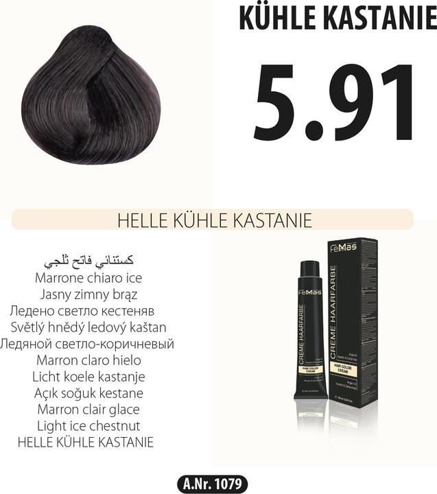 FemMas (5.91) Haarfarbe Helle Kühle Kastanie 100ml (5.91 Helle Kühle Kastanie)