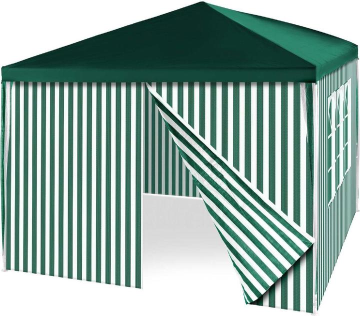 Produktbild VCM Pavillon Partyzelt 3x3m grün weiss wasserdicht 4 Seitenteile Gartenzelt Eventzelt (300 cm, 300 cm)