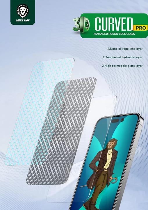 Produktbild Green Lion 3D Curved Glass - iPhone 14 Pro Clear (1 Stück, Apple iPhone 14 Pro)