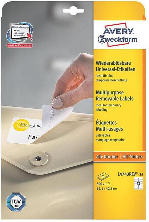 Actual product image Avery Universal labels