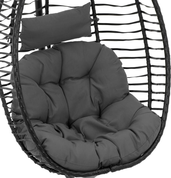 Produktbild Uniprodo Outdoor-Hängesessel mit Gestell Hängesessel Garten faltbar schwarz/grau 150 kg (150 kg)