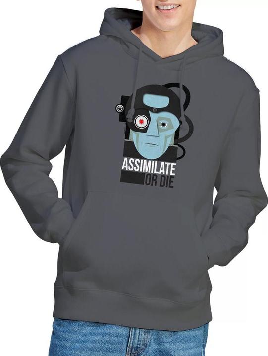 Immagine prodotto Assimilate or Die Felpa con Cappuccio Uomo (L)