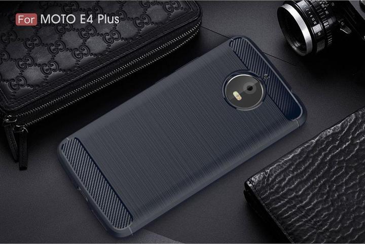 Produktbild König Design Motorola Moto E4 Plus TPU Case Carbon Fiber Optik Brushed Schutz Hülle Blau Neu (Motorola Moto E4 Plus)