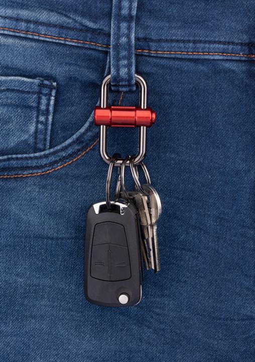Actual product image Troika 2-WAY KEY Porte-clés avec 3 anneaux et fermeture coulissante, rouge/noir chromé