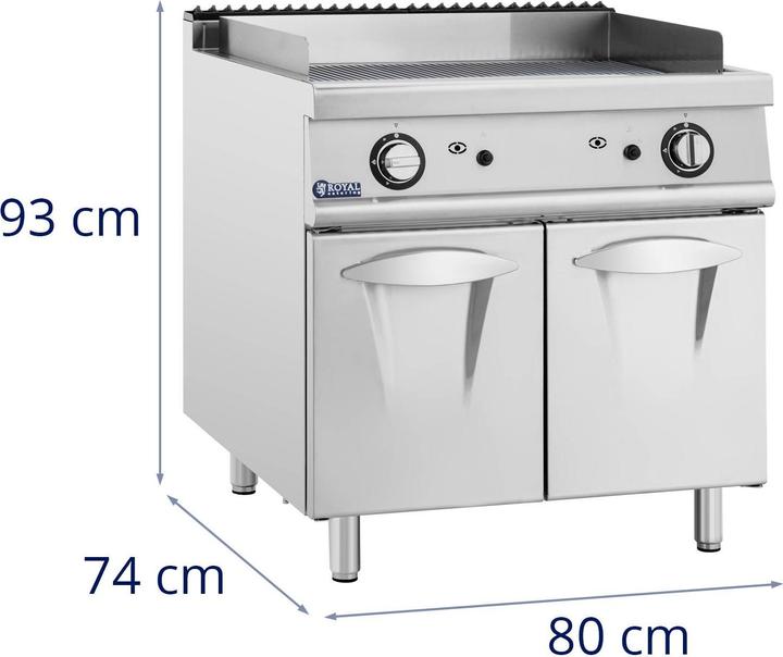 Produktbild Royal Catering Gas-Grillplatte Unterschrank 12 kW geriffelt Propan/LPG/Erdgas 50 - 300 °C (12 kW)