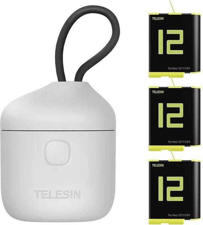 Actual product image Telesin Allin box triple-channel charger + 3 batteries for GoPro Hero 12 / 11 / 10 / 9 (yellow) (Hero 12, Hero 10, Hero 9, Hero 11)