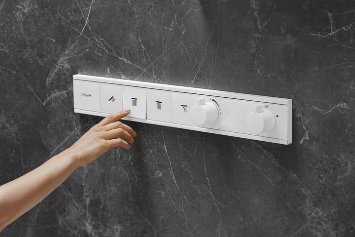 Actual product image hansgrohe HG ready-mounted set RAINSELECT f UP thermostat 4 consumers matt white