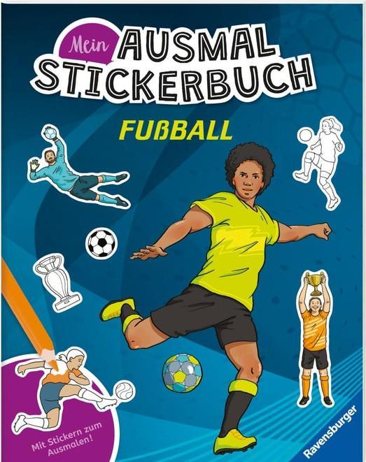 Ravensburger Mein Ausmalstickerbuch Fussball - Grand livre avec plus de 300 autocollants, beaucoup d'autocollants