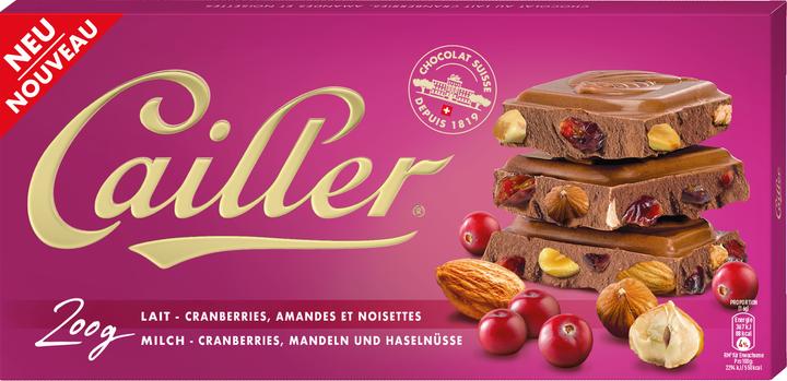 Cailler Milk Chocolate Bar with Cranberries (200 g)