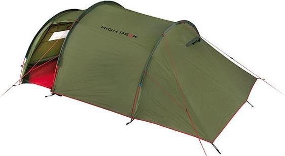 Actual product image High Peak Tunnel tent Falcon 4,green/red, model 2023, with porch for luggage (Tunnel tent, 5.90 kg, 4 persons)