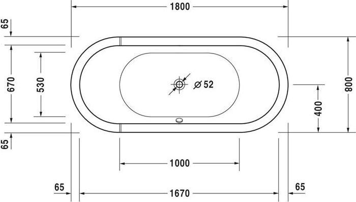 Produktbild Duravit Oval-Badewanne STARCK 1800x800mm, 2 Rückenschrägen weiss (170 l, 180 cm, 80 cm)