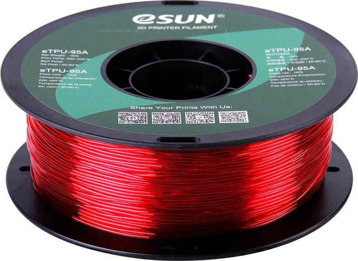 Actual product image eSUN eTPU-95A 1.75mm Tr. Red 1kg 3D Filament (TPU, 1.75 mm, 1000 g, Red)