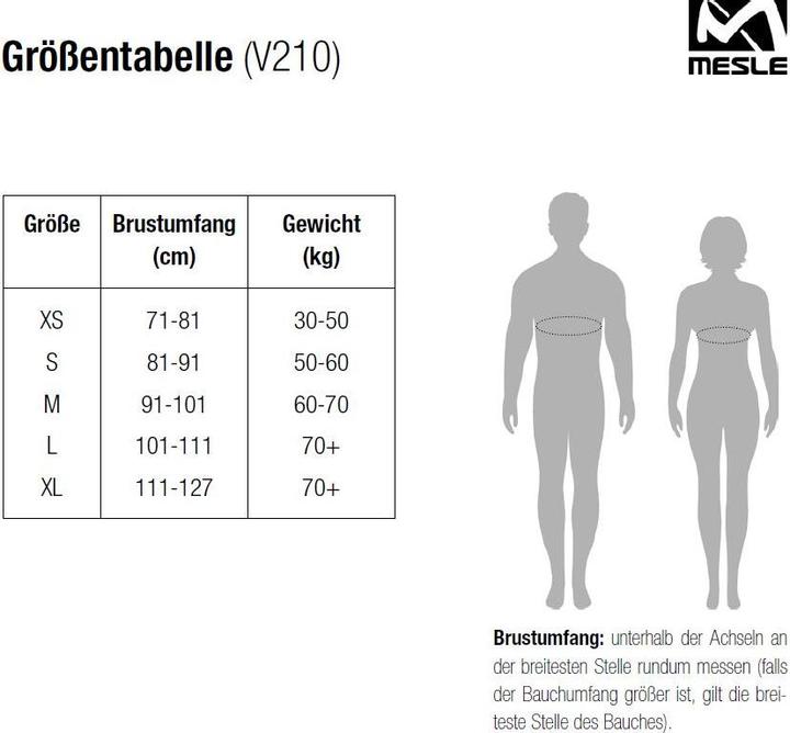 Actual product image Mesle V210 (M, 60-70 kg)