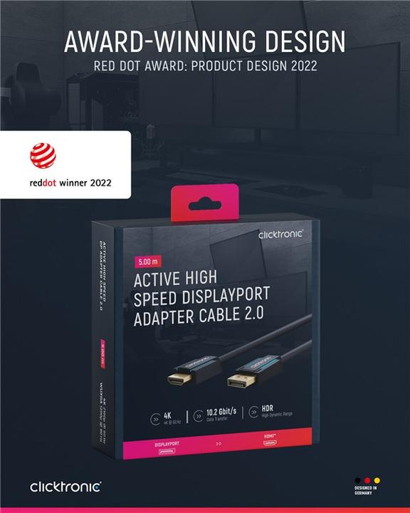 Immagine prodotto clicktronic Cavo adattatore Casual DisplayPort/HDMI™, 5 m (5 m, DisplayPort, HDMI)