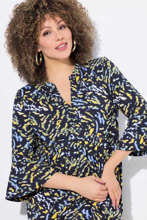 Produktbild Ulla Popken Jerseykleid, A-Linie, Tunika-Ausschnitt, 3/4-Arm (56)