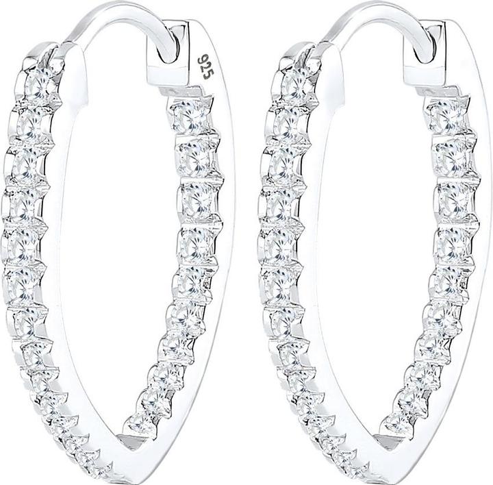Image du produit Elli Boucles d'oreilles Créole Ovale Cristaux Zirconia 925 Argent (Zircone, Argent sterling 925)