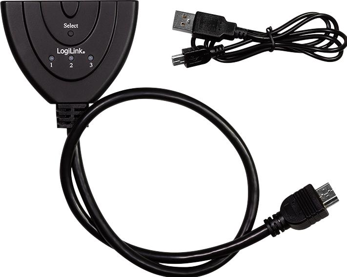 Image du produit LogiLink HD0040 HDMI Splitter 1x3/3x1 port, 4K/30 Hz, CEC,bidirect, pigtail