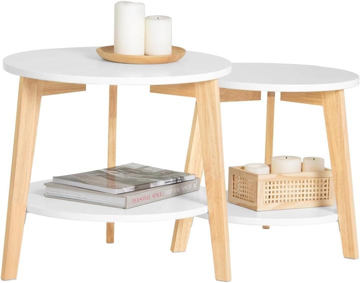 Image du produit SoBuy FBT75-W Table de salon (42 x 40 cm, 51 x 46 cm)