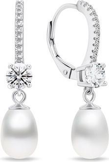 Brilio Silver - Elegant silver earrings with pearls EA634W