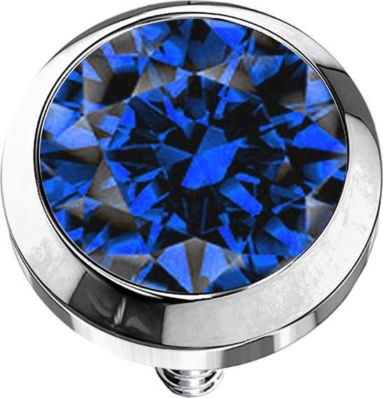 Star Piercing Dermal Anchor silber mit Kristall dunkelblau (Chirurgenstahl 316L, ohne Messing)