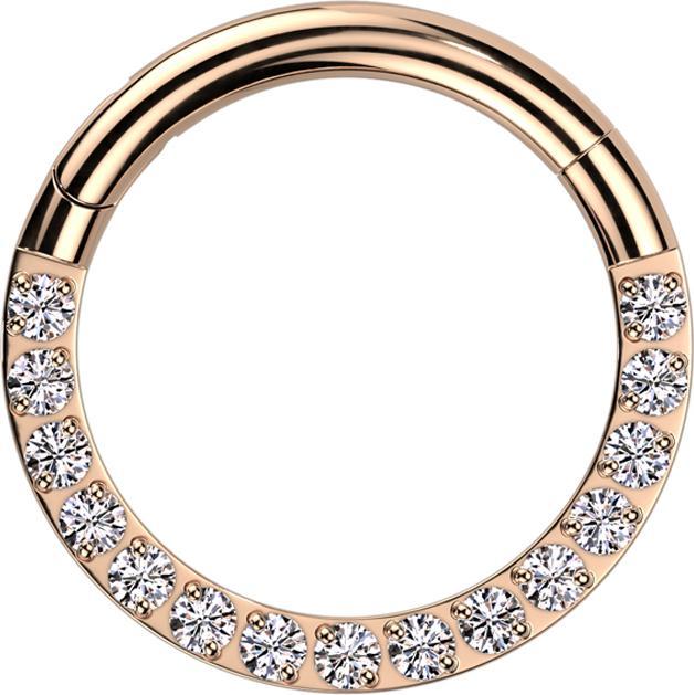 Immagine prodotto Star Piercing Anello a micro segmenti con cerniera in oro rosa e cristalli argento (Titanio G23, senza ottone)