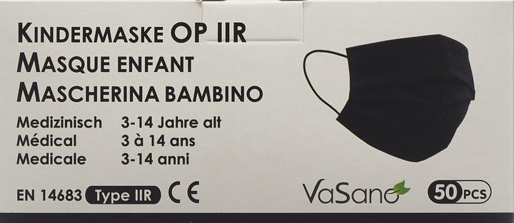 Produktbild VaSano Einweg-Mundschutz Typ IIR schwarz für Kinder (50 Stk) (Typ IIR, 50 x)