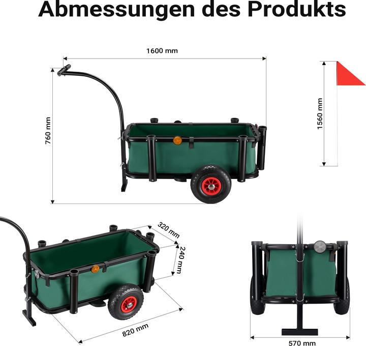 Produktbild Wiltec Angelwagen mit Tasche Angel Trolley bis 50kg Bollerwagen Transportkarre